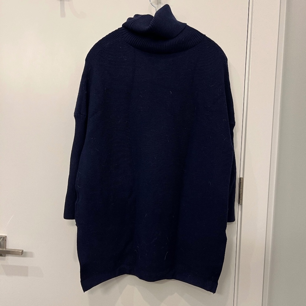 Oversized Ribbed Turtle Neck Sweater High Low